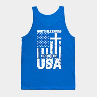 God's Blessings Jesus American Flag Patriot Christian Tank Top